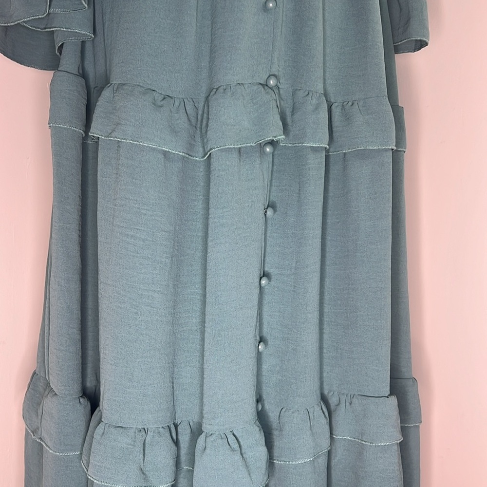 Boho Amegoya Tiered Dress v-neck long sleeve Size S - Picture 7 of 14